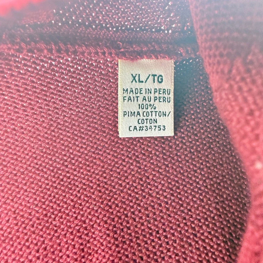 Fairway & Greene Mens XL Pima Cotton Argyle V-Neck Golf Sweater Vest Burgundy